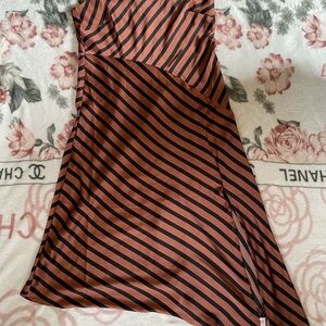 A New Day Black and Brown Striped slip dress